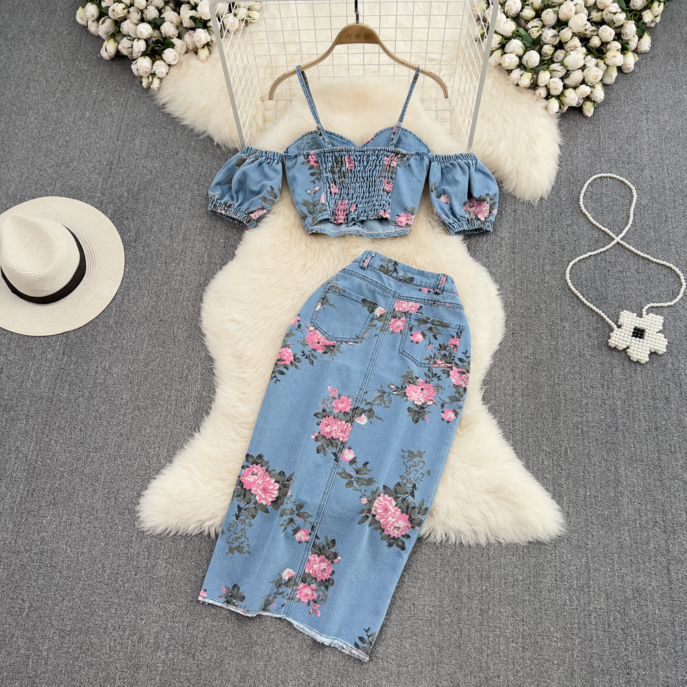 Fashion Floral Print Denim Ski - огляд і ціна Winter Clothing Gear