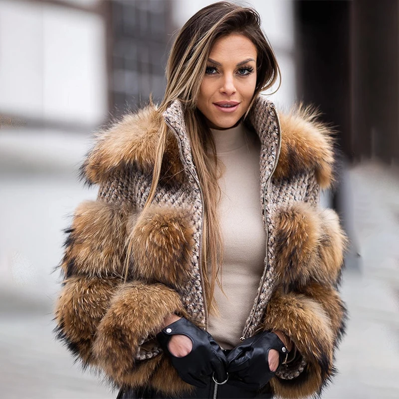 QUEENTINA Real Raccoon Fur Coa - огляд і ціна Quality Winter Clothing Jacket