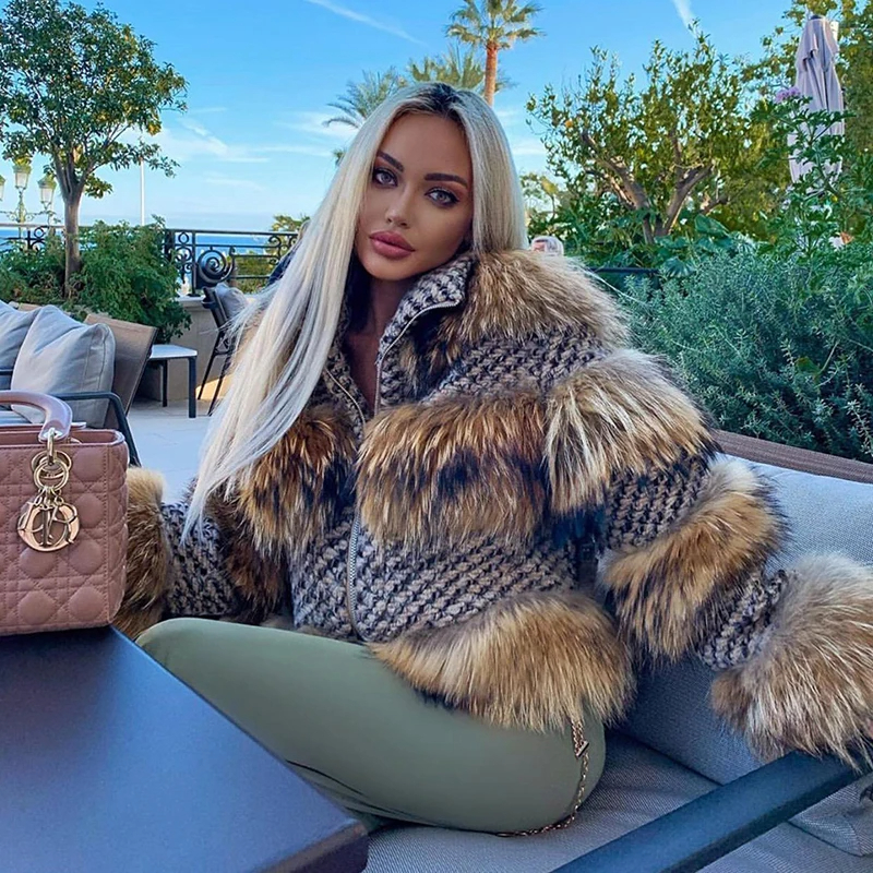 QUEENTINA Real Raccoon Fur Coa - огляд і ціна Quality Winter Clothing Jacket