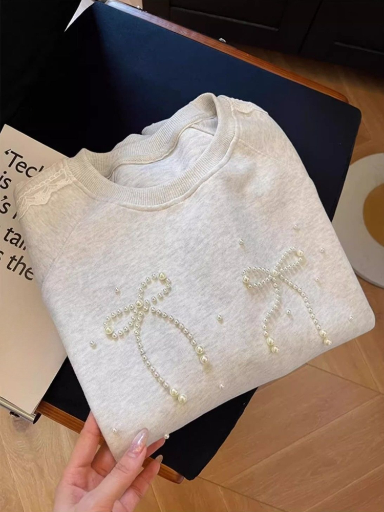 Round Neck Pearl Women's Sweat - огляд і ціна Winter Clothing Essential