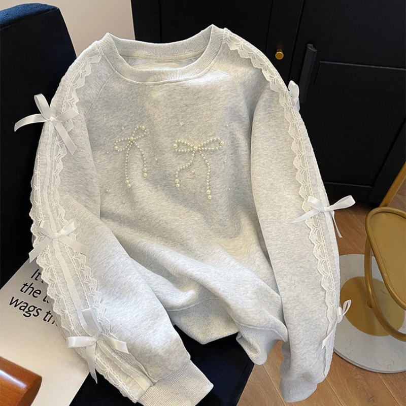 Round Neck Pearl Women's Sweat - огляд і ціна Winter Clothing Essential