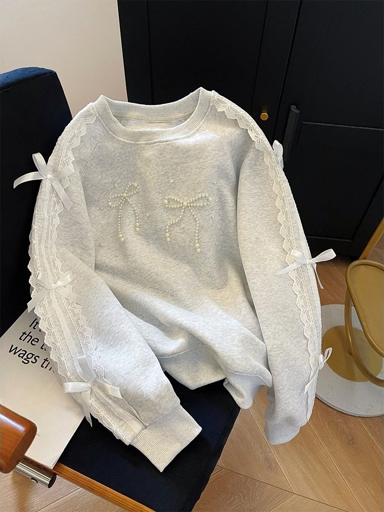 Round Neck Pearl Women's Sweat - огляд і ціна Winter Clothing Essential